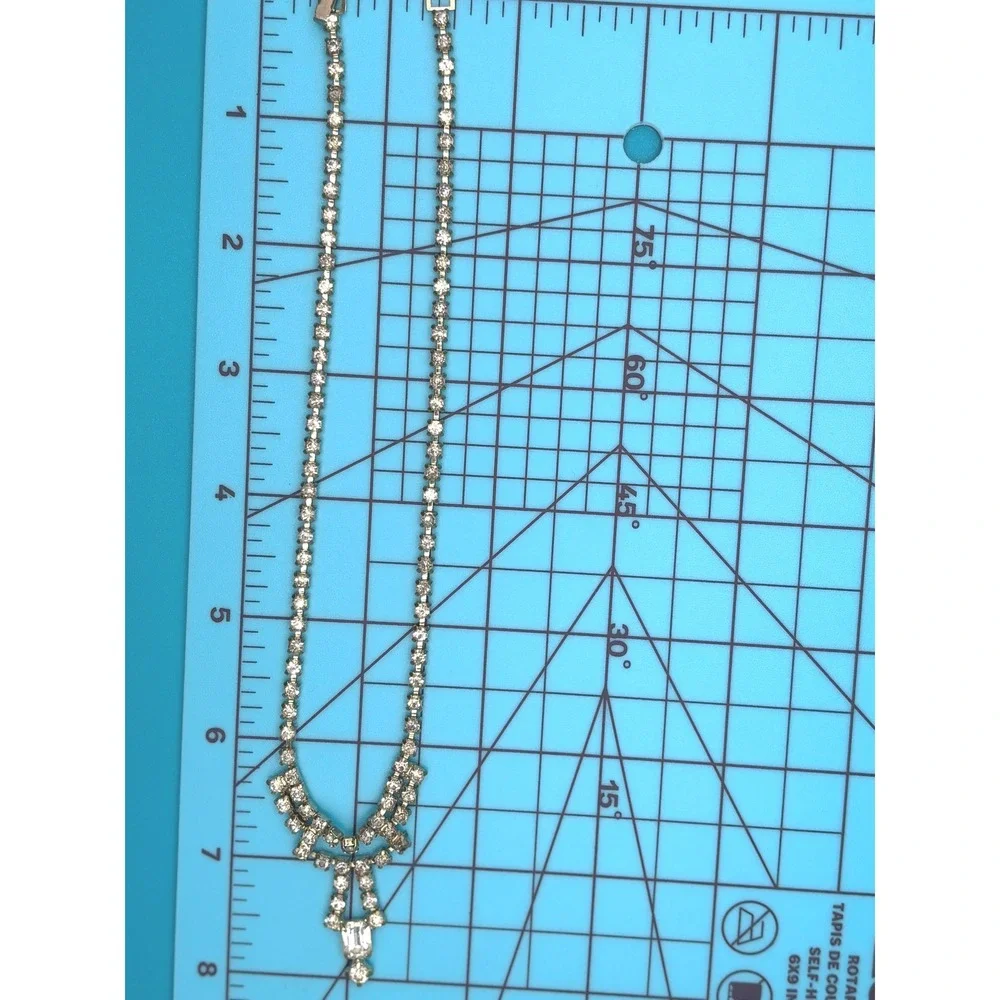 Vintage‎ Rhinestone Necklace Dangle Drop Cocktail Party Jewelry